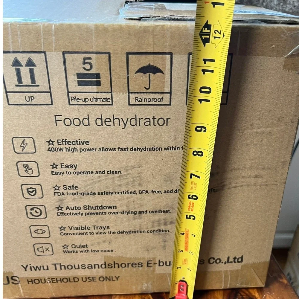 Elechomes Food Dehydrator UH0401 6-Tray Black New Digital Timer 400W